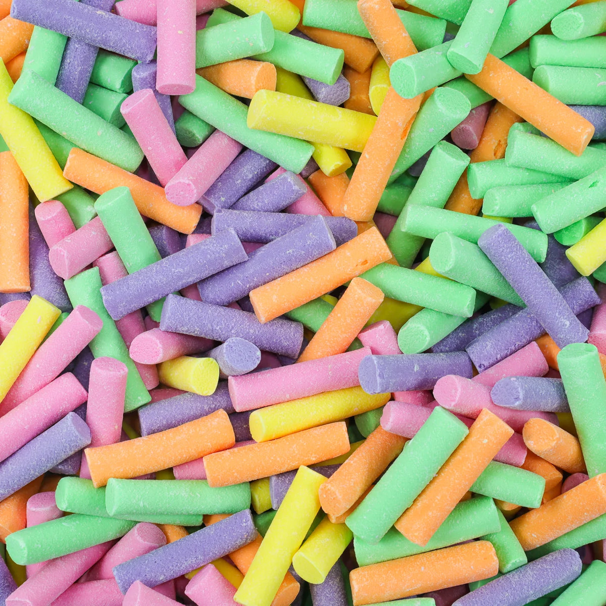 A bag of Carousel natural tangy sticks in pastel colours