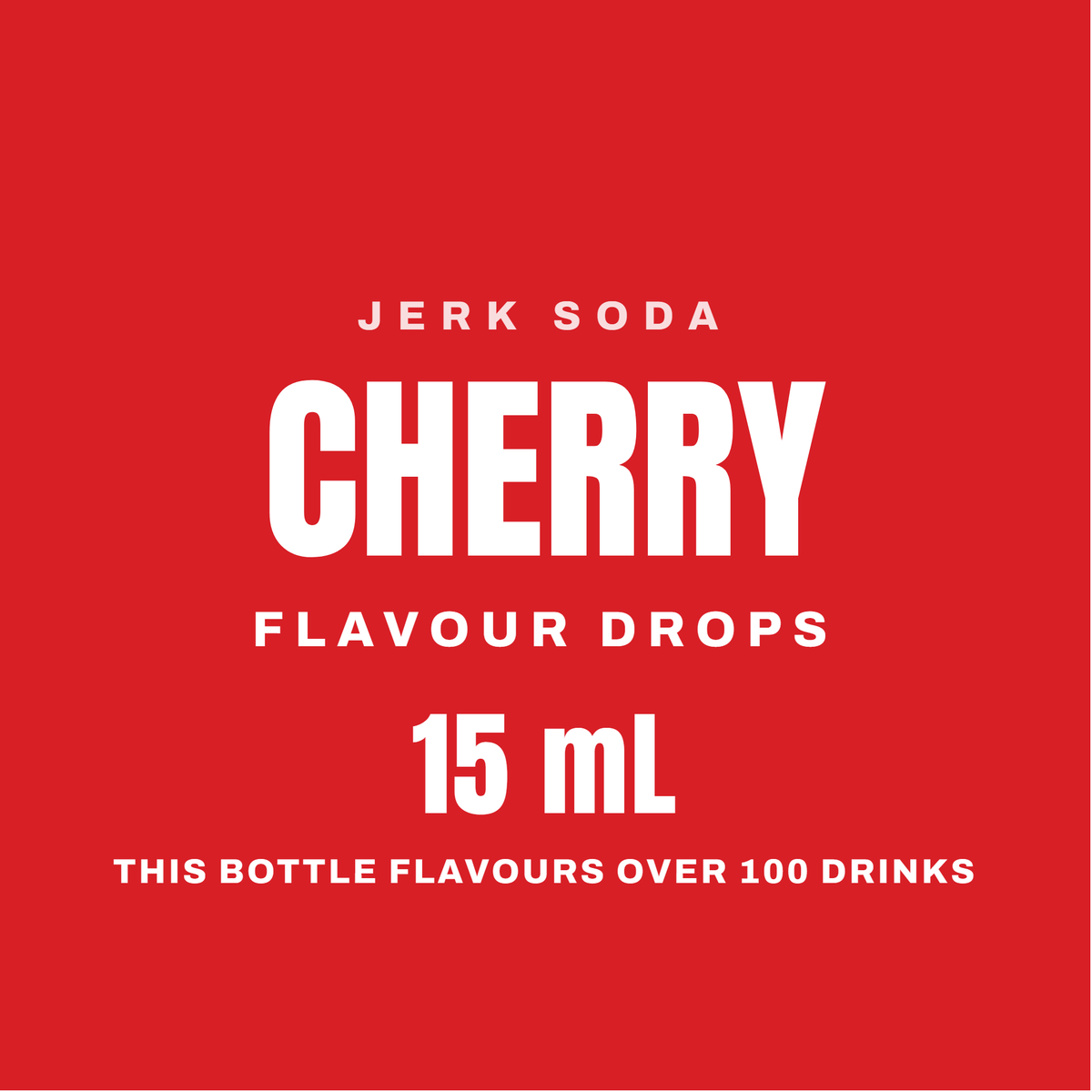 Cherry Flavour Drops, 15 mL. This bottle flavours over 100 drinks.