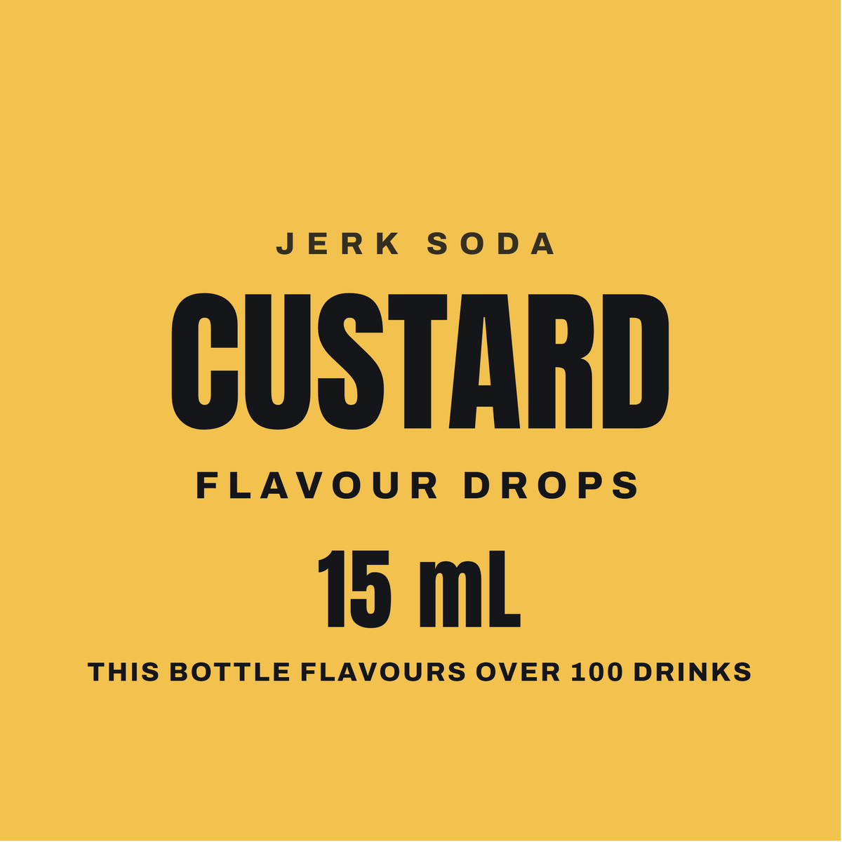 Custard Flavour Drops, 15 mL. This bottle flavours over 100 drinks.