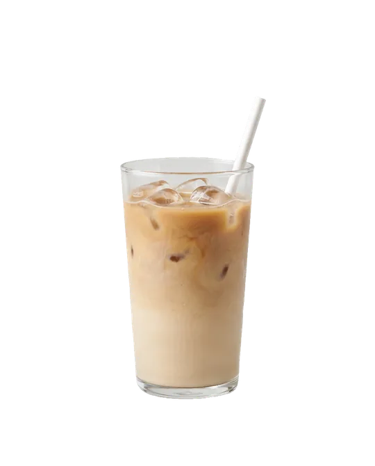 A glass of iced latte over ice